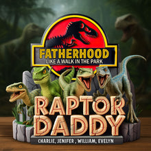 Load image into Gallery viewer, “Fatherhood: Like a Walk in the Park” - Dino Dad Acrylic Plaque - Personalized Gifts for Fathers and Dads Shaped Plaques PopCulturePrints
