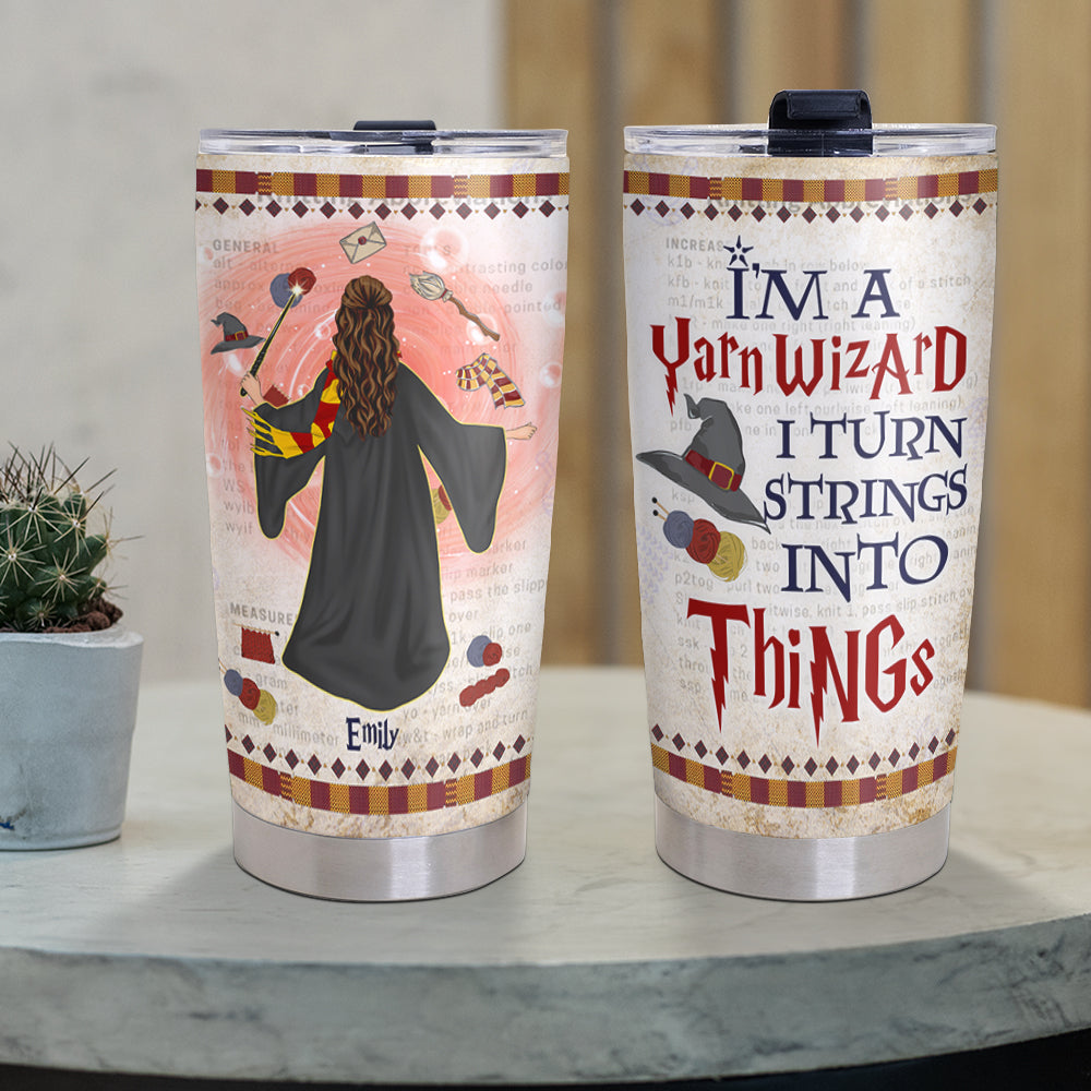 Yarn Wizard Personalized Tumbler - Magic Knitting Enthusiast Gift