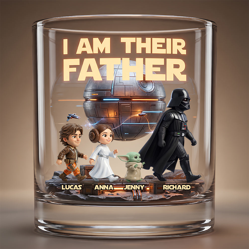 “I Am Their Father” - Custom Cosmic Dad and Kids Round Glass - Perfect Personalized Gift for Dad, Grandpa & More Glass PopCulturePrints