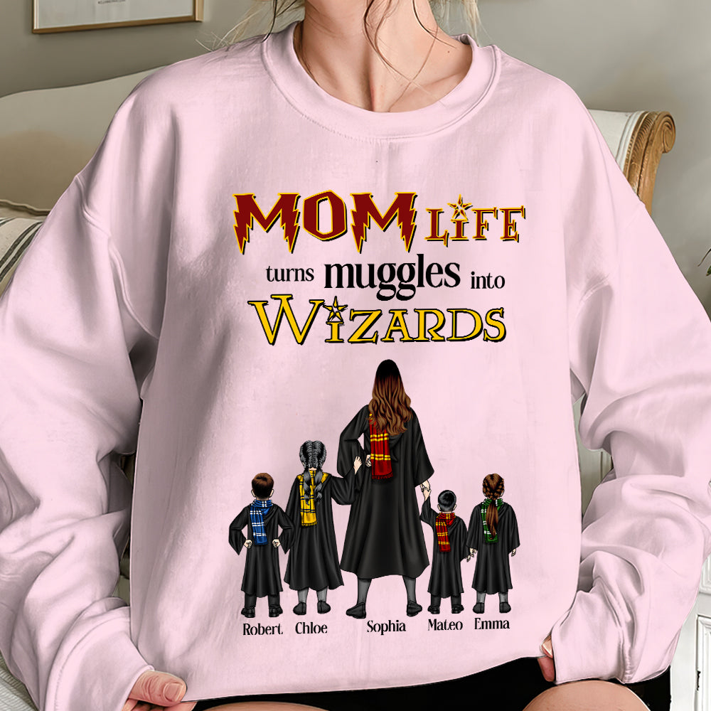 Personalized Mom Life Turns Muggles Into Wizards T-Shirt