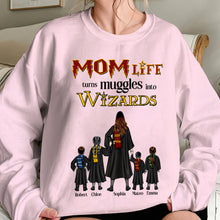 Load image into Gallery viewer, Personalized Mom Life Turns Muggles Into Wizards T-Shirt
