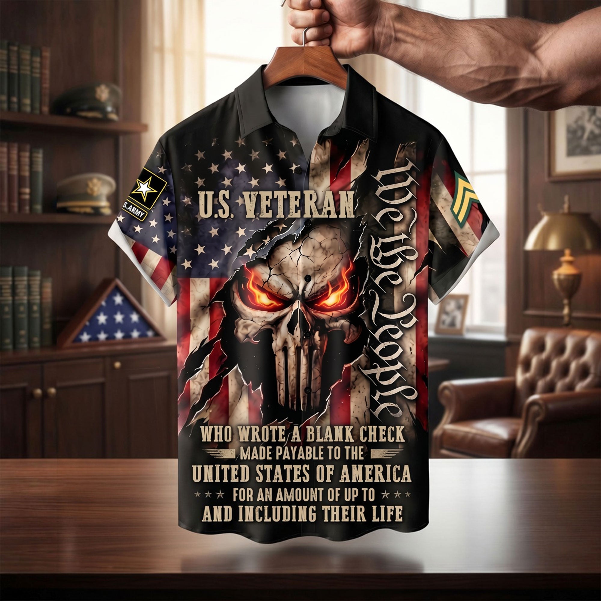 Fierce American Veteran Hawaiian Shirt - A Bold Tribute for Personalized Gifts Hawaiian Shirts PopCulturePrints