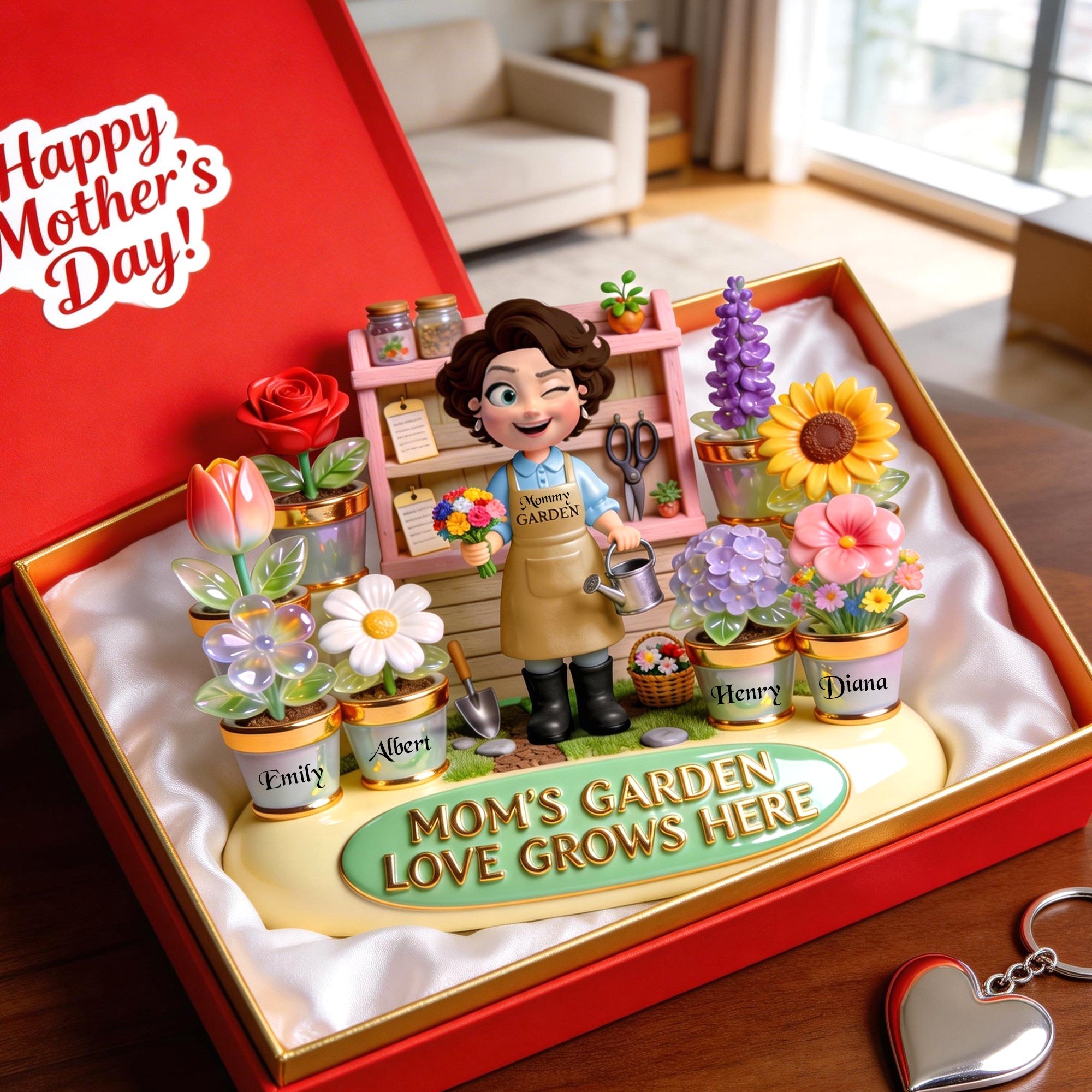 Mom’s Garden Love Grows Here - Personalized Acrylic Plaque for Moms & Grandmas Shaped Plaques PopCulturePrints