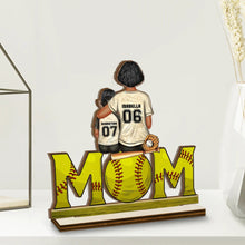 Load image into Gallery viewer, Baseball Mom And Kids - Personalized Custom Shaped 2-Layered Wooden Plaque Wooden Plaque PopCulturePrints
