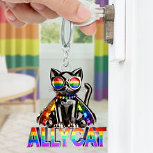 Load image into Gallery viewer, “Be Proud, Be You” - Ally Cat Keychain - Personalized Gifts for LGBT+ Pride Keychains PopCulturePrints
