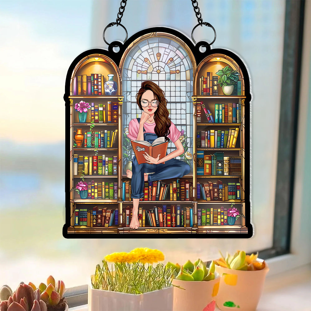 Personalized Book Lover Stained Glass Hanging Decoration