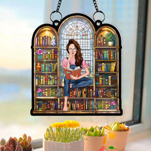 Load image into Gallery viewer, Personalized Book Lover Stained Glass Hanging Decoration
