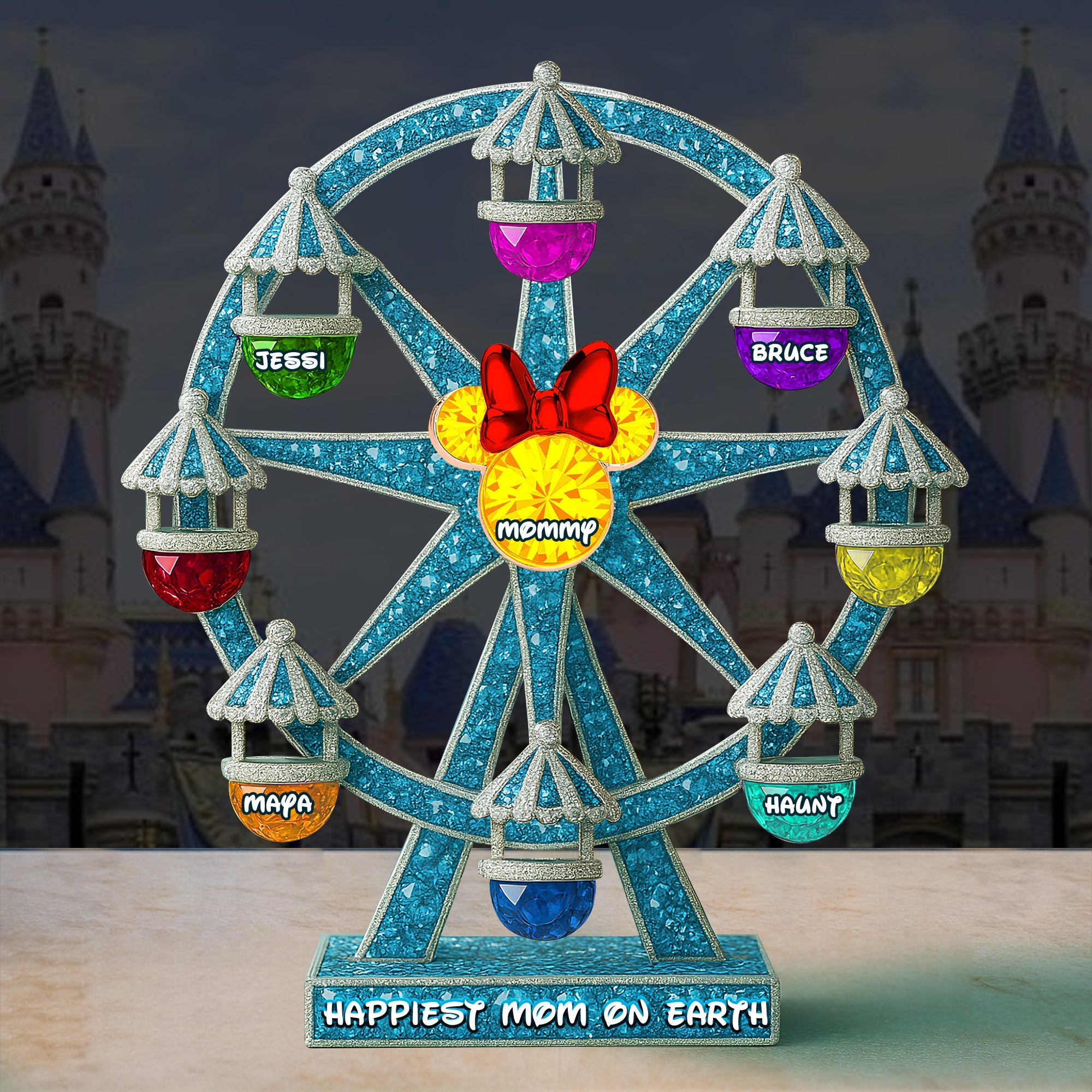 "Happiest Mom on Earth" - Personalized Ferris Wheel Plaque - Unique Gift for Mom, Grandma, and Special Occasions Shaped Plaques PopCulturePrints