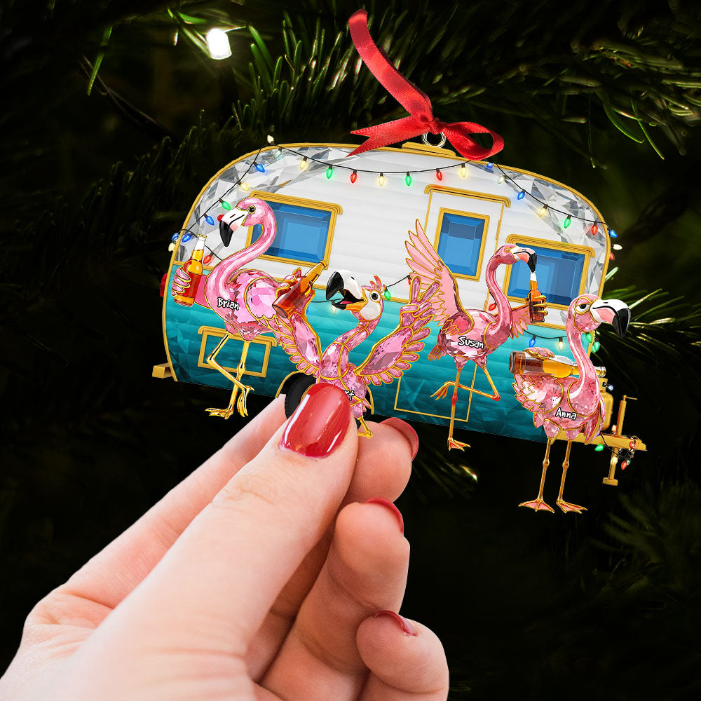 Flamingo Family Adventure - Personalized Camping Ornament for Loved Ones Ornament PopCulturePrints