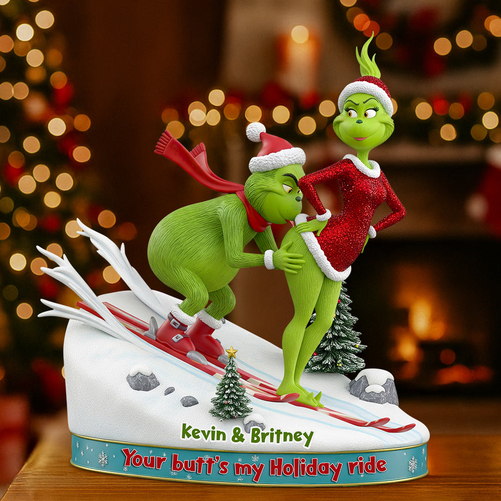 Your Butt's My Holiday Ride - Personalized Skiing Couple Christmas Acrylic Plaque Shaped Plaques PopCulturePrints