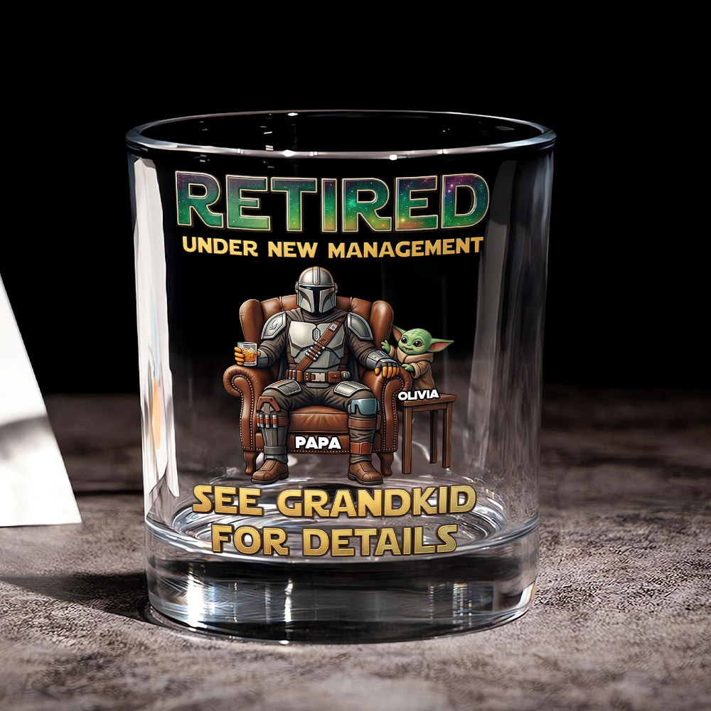 “Retirement: Under New Management” - Personalized Round Glass - Gift for Grandpa and Father Glass PopCulturePrints