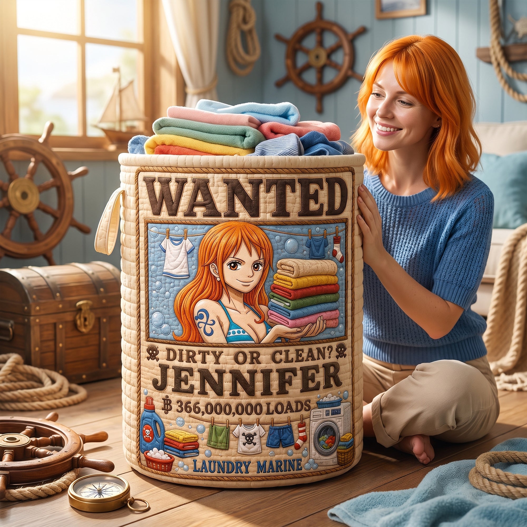 Wanted Adventure Laundry Basket - Personalized Gifts 03paqn110726 Laundry Basket PopCulturePrints