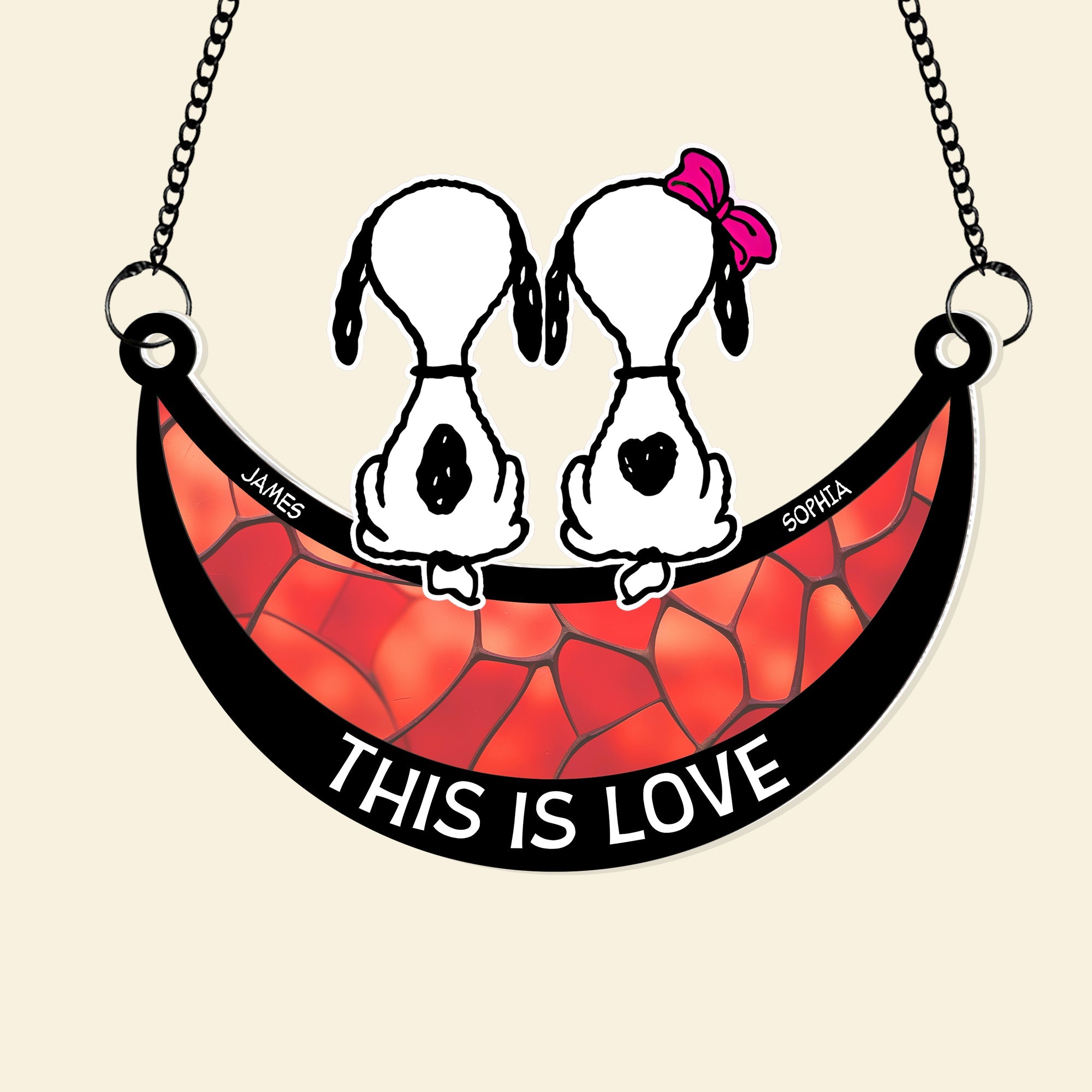 Personalized Couple Dog Suncatcher - This Is Love Ornament