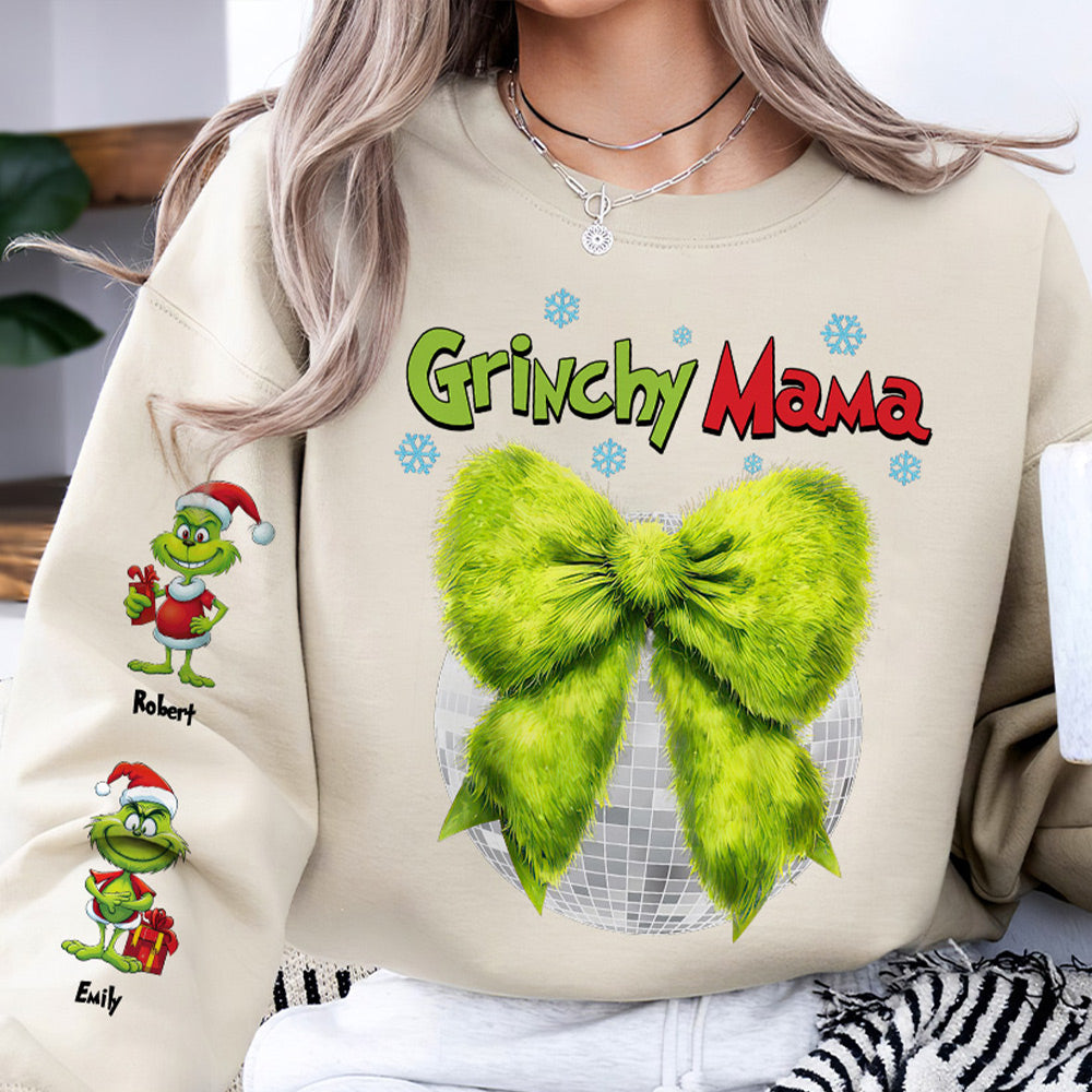 Grinchy Mama Personalized Christmas Sweatshirt AOP Products PopCulturePrints