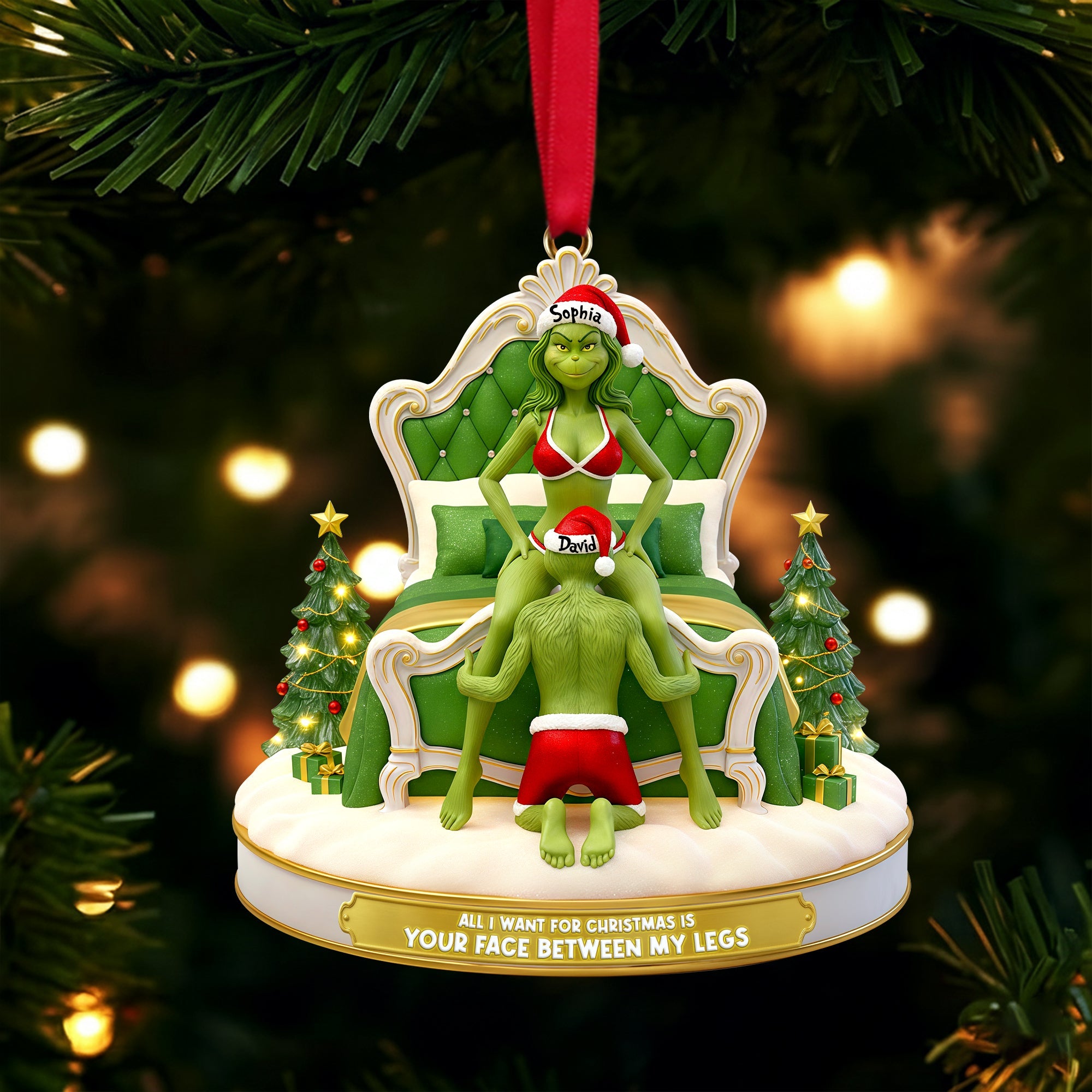 All I Want for Christmas is Your Face Between My Legs - Cheeky Couple Christmas Ornament | Personalized Gift for Couples Ornament PopCulturePrints