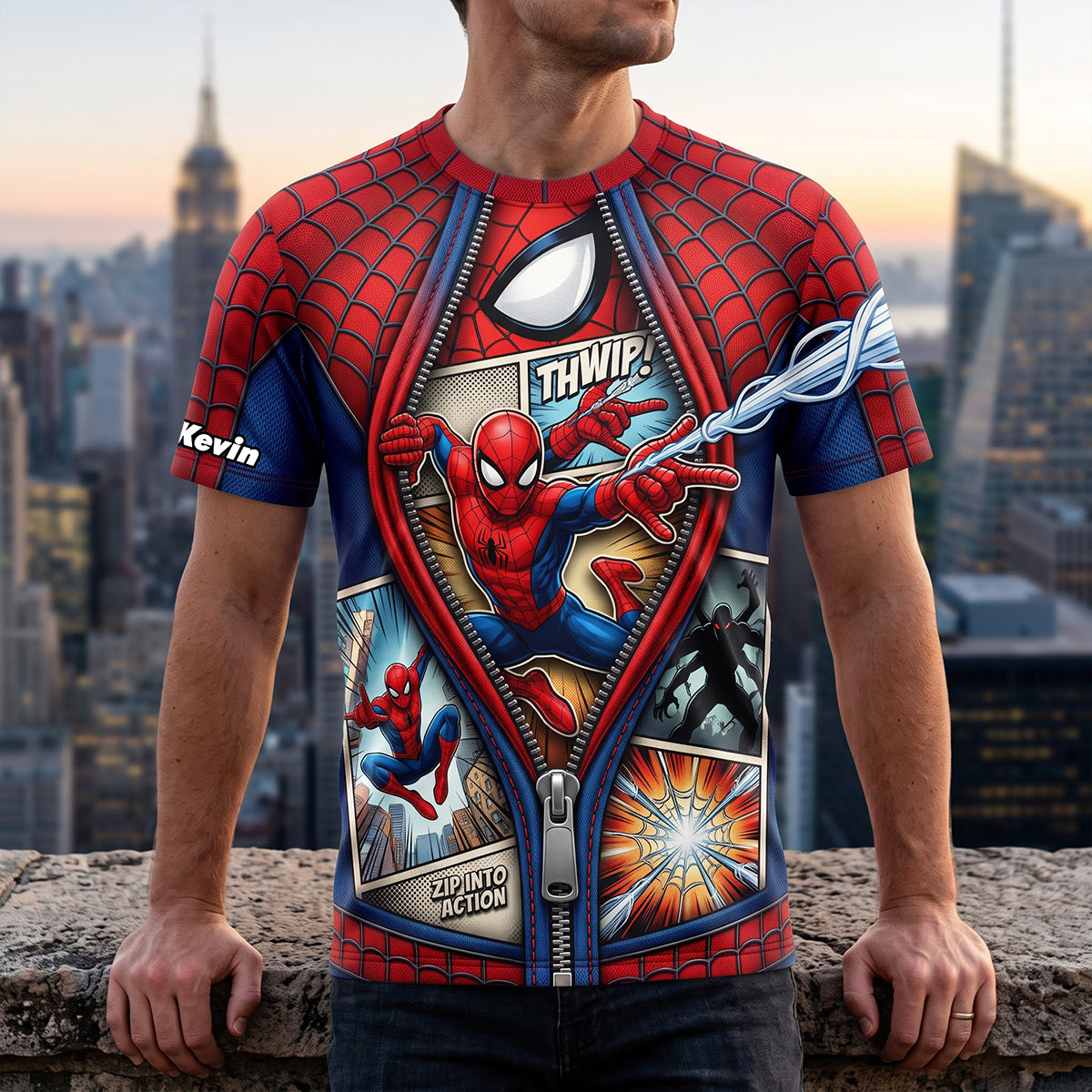 Zip Into Action! Comic Breakout T-Shirt - Personalized Gift for Movie Lovers