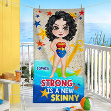 Load image into Gallery viewer, Personalized 'Strong Is The New Skinny' Beach Towel - Empowering Gifts for Best Friends Beach Towel PopCulturePrints
