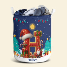 Load image into Gallery viewer, Personalized Kids&#39; Christmas Laundry Basket - Custom Alphabet Design Laundry Basket PopCulturePrints

