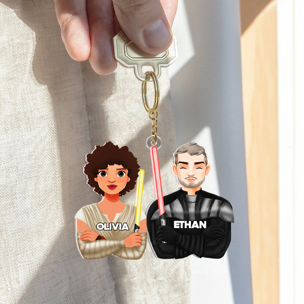 Personalized Jedi Couple Keychain