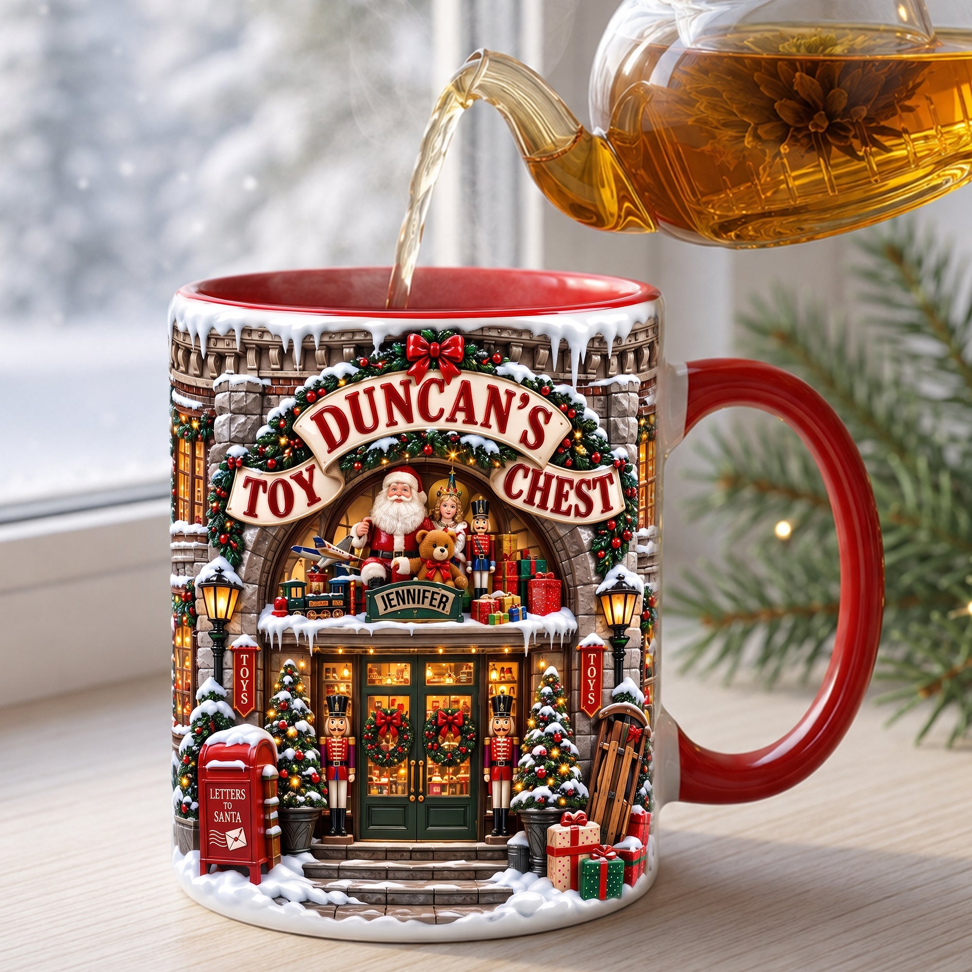 "Unwrap the Magic of Christmas" - Personalized Christmas Accent Mug - Gift for Family, Friends, and Colleagues