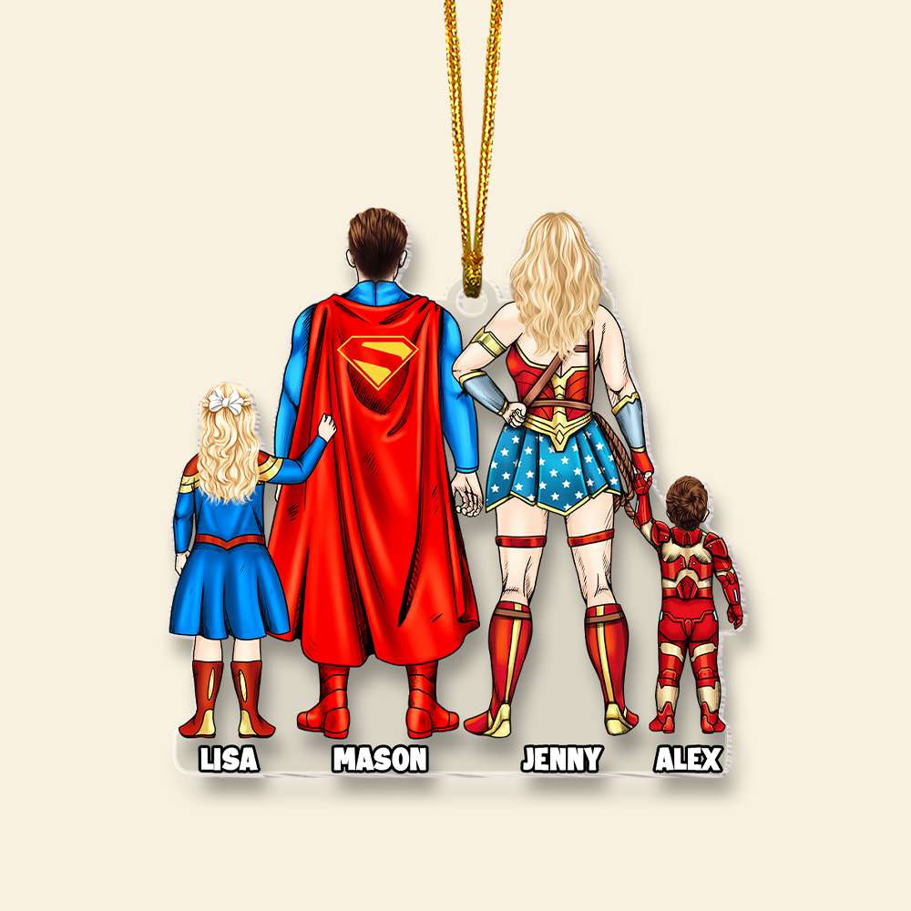 Personalized Superhero Family Christmas Ornament