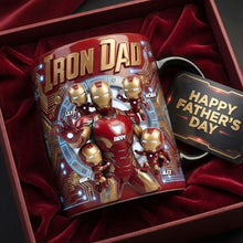 Load image into Gallery viewer, "The Ultimate Superhero Dad - Personalized Iron Dad Mug" - Custom Gift for Fathers, Dads, and Grandpas Coffee Mug PopCulturePrints
