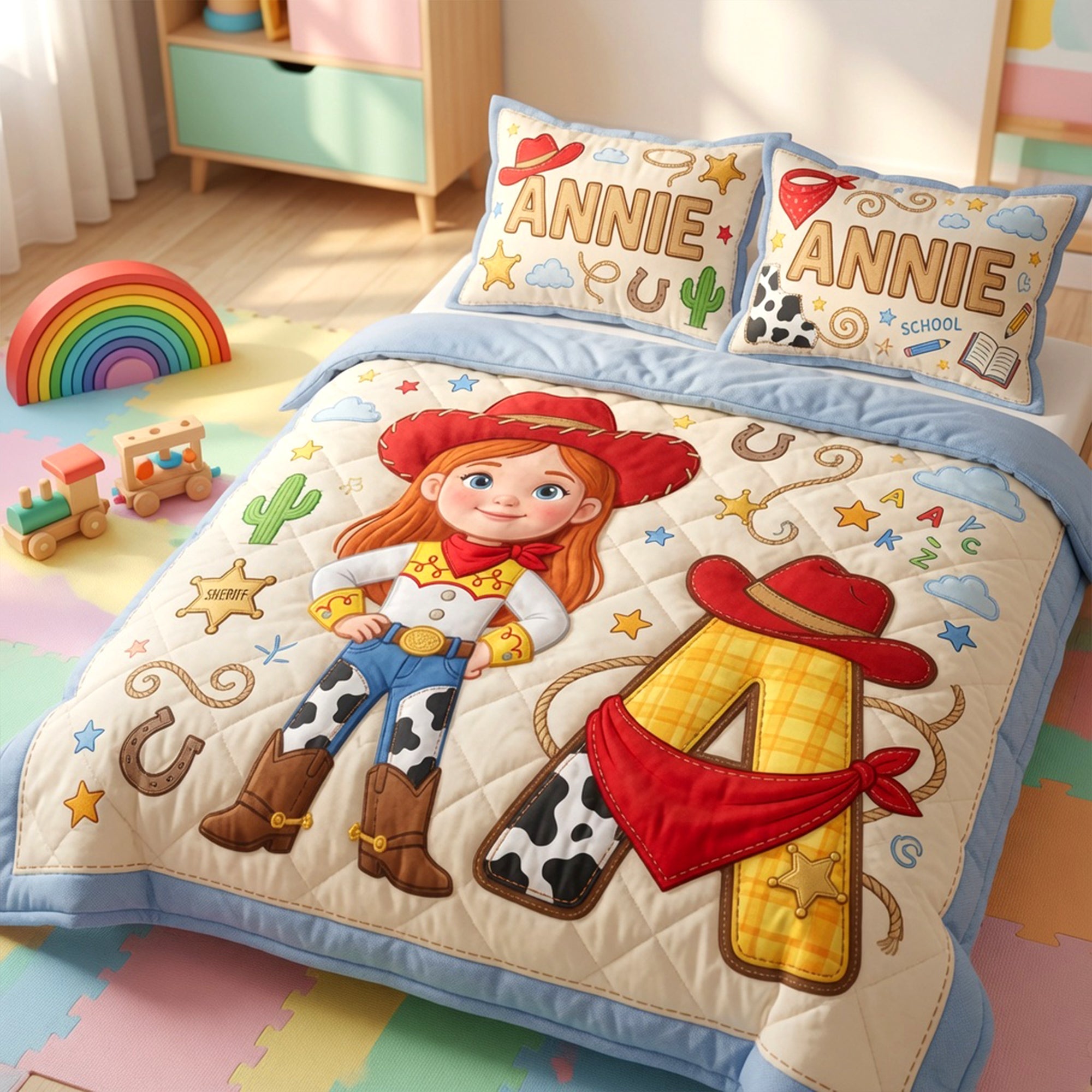 Custom Photo Cowboy CowGirl Quilt Bed Set - Personalized Gifts For Kid 04naqn020726 Bedding Set PopCulturePrints