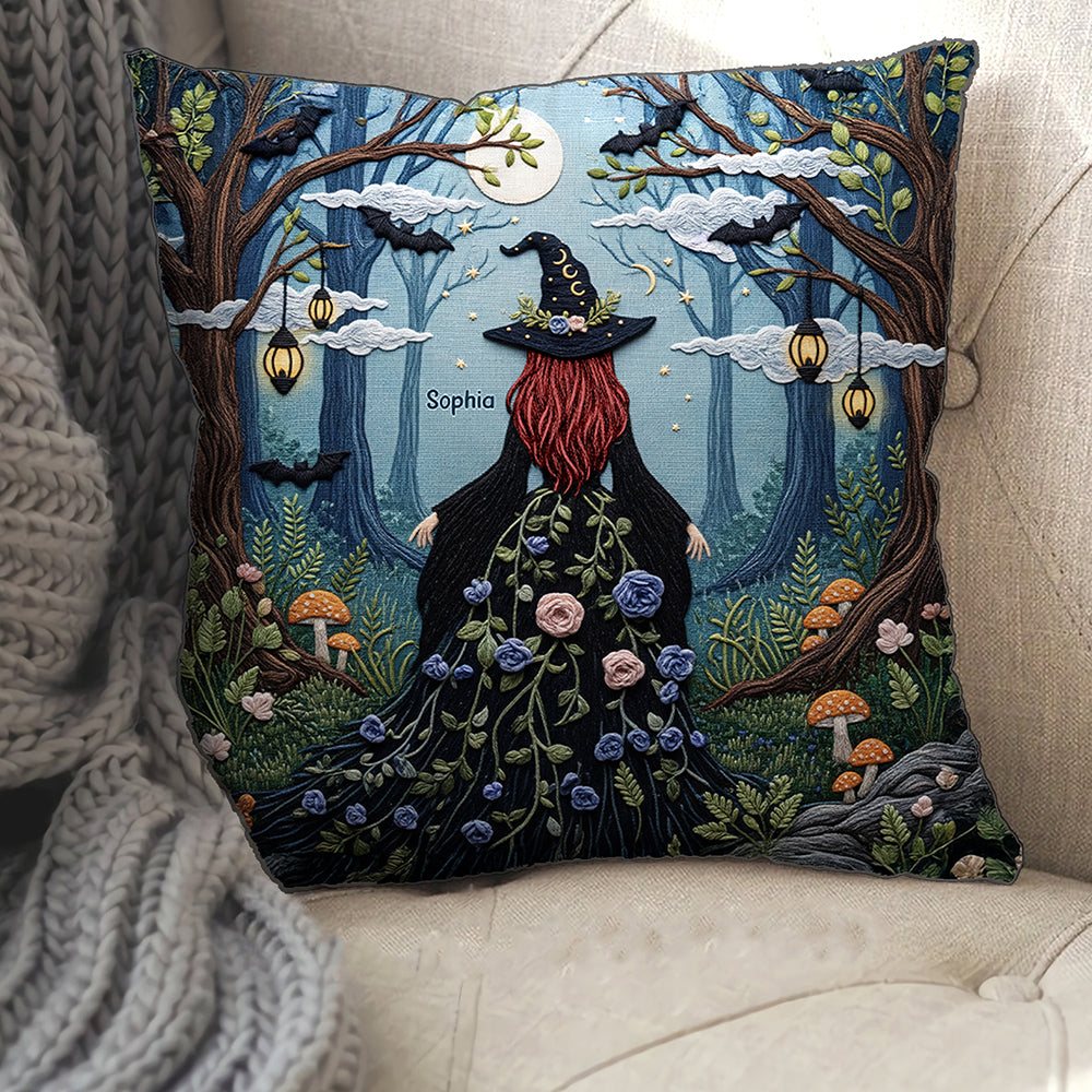 "Embrace the Enchantment" - Forest Witch Pillow, Customizable Gift for Witch Lovers Pillow PopCulturePrints