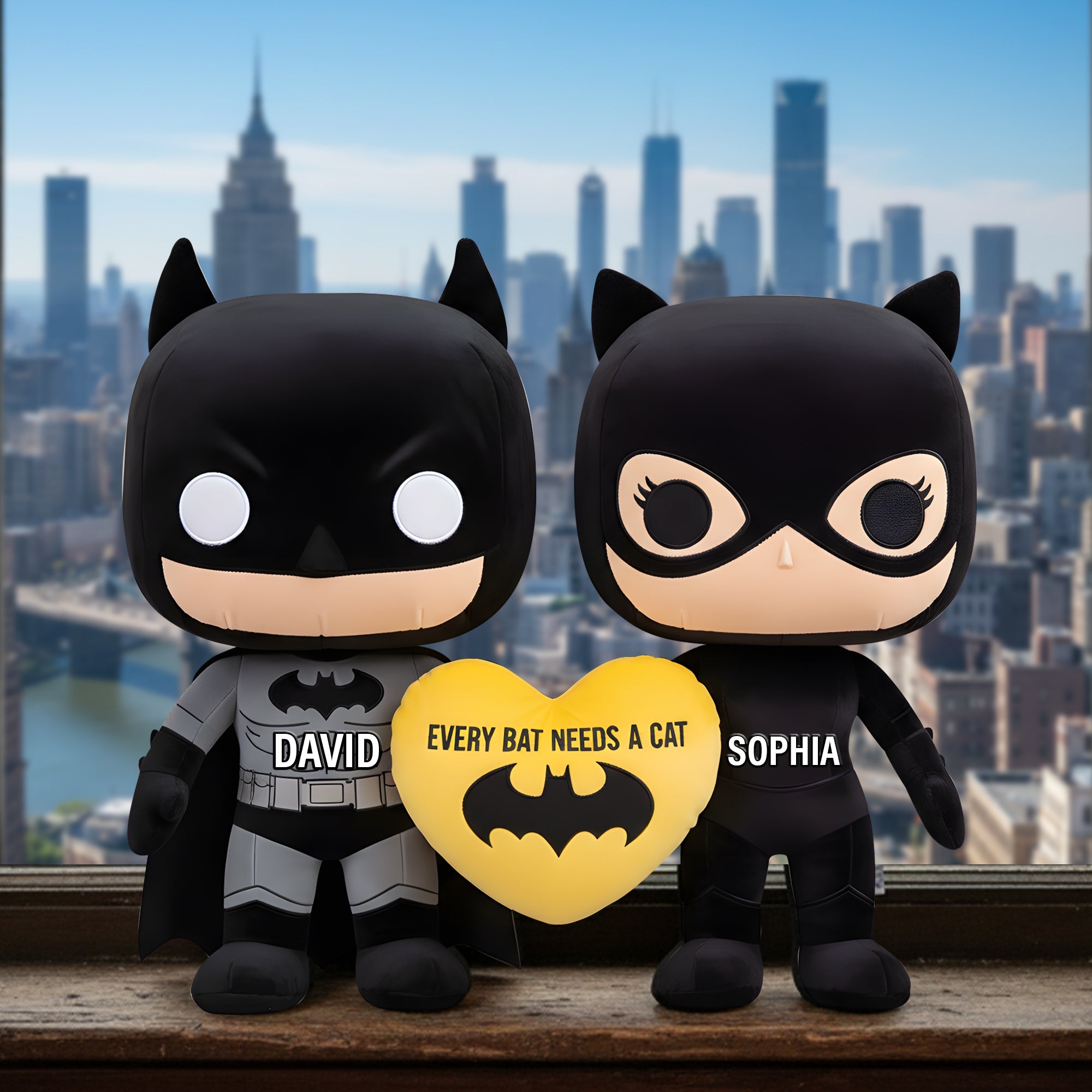 "Every Bat Needs a Cat" - Unique Shadow Couples Shaped Pillow - Personalized Gift for Couples and Loved Ones Pillow PopCulturePrints