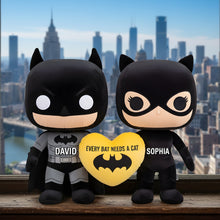 Load image into Gallery viewer, "Every Bat Needs a Cat" - Unique Shadow Couples Shaped Pillow - Personalized Gift for Couples and Loved Ones Pillow PopCulturePrints
