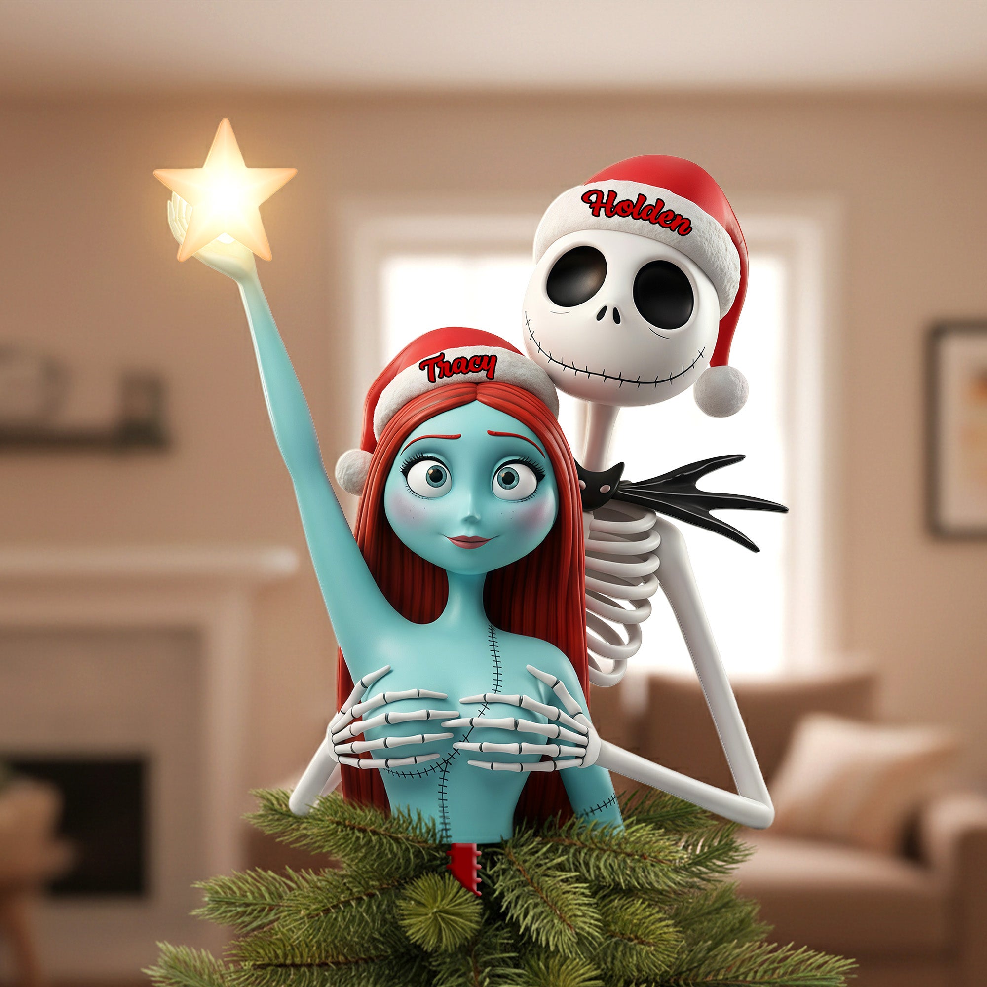 Love & Fun: Naughty Couple Acrylic Christmas Tree Topper - Personalized Gift for Couples Ornament PopCulturePrints
