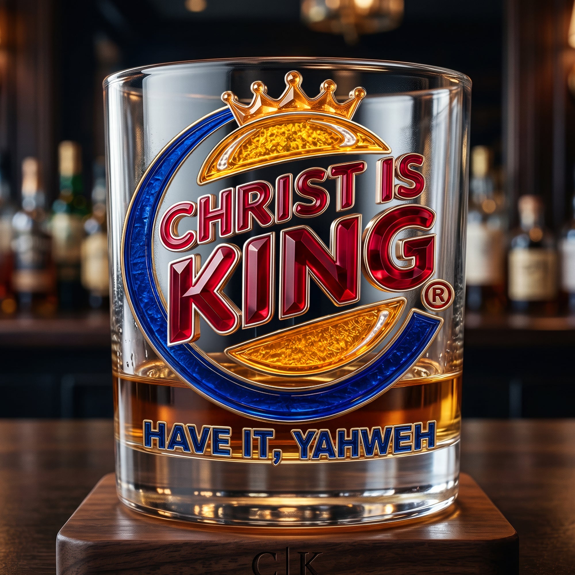 Crowned In Faith Round Glass - Personalized Christian Gift for Believers Glass PopCulturePrints