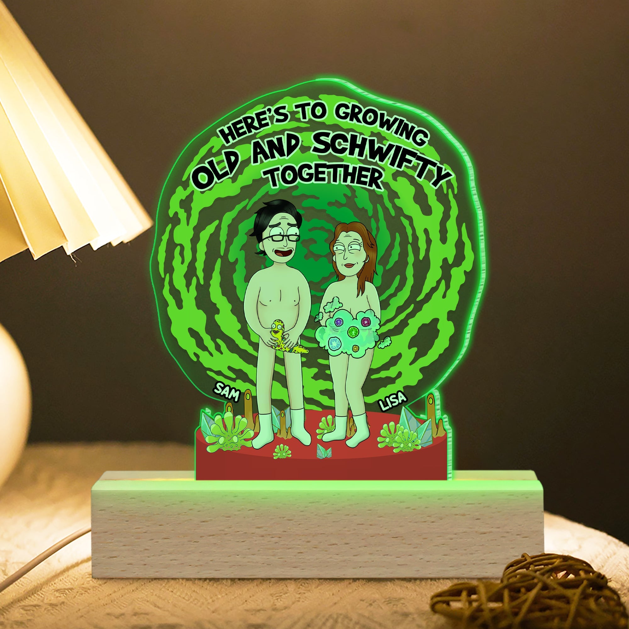 Custom Cartoon Couple LED Light - Growing Old Together