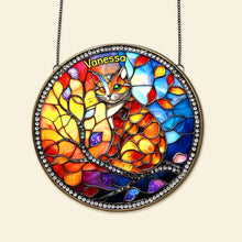 Load image into Gallery viewer, “Color Your World with Our Colorful Cat Stained Glass” - Personalized Cat Lover Gift Ornament PopCulturePrints
