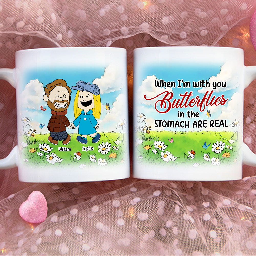 Personalized Couple Coffee Mug - Butterflies in the Stomach Coffee Mug PopCulturePrints