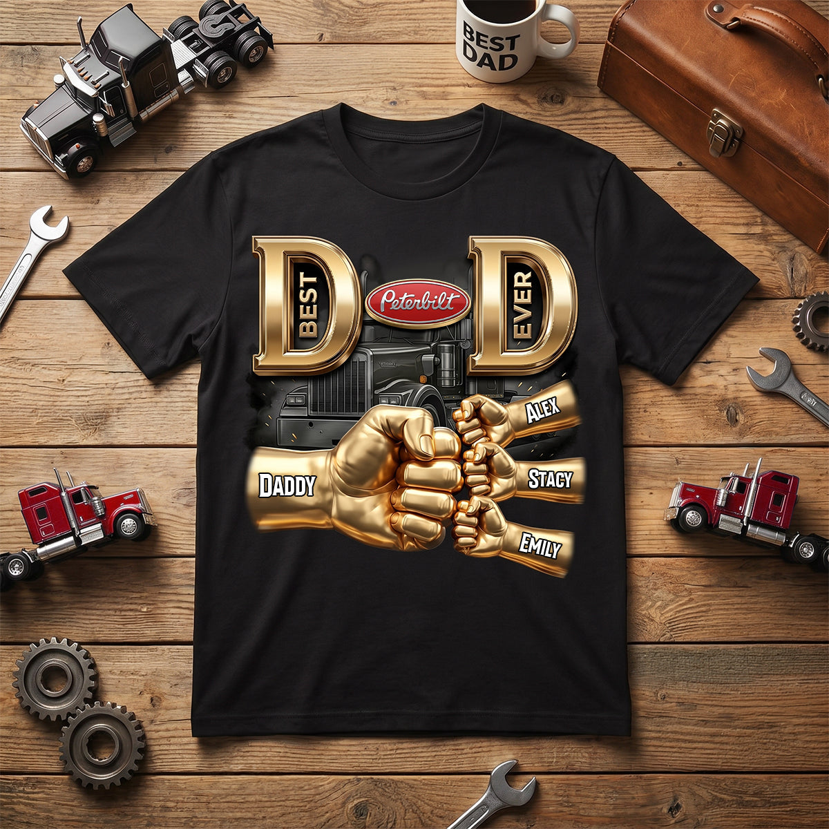 Best Dad Ever Trucker Shirt - Personalized Gift for Dads, Grandpas & More Shirts PopCulturePrints