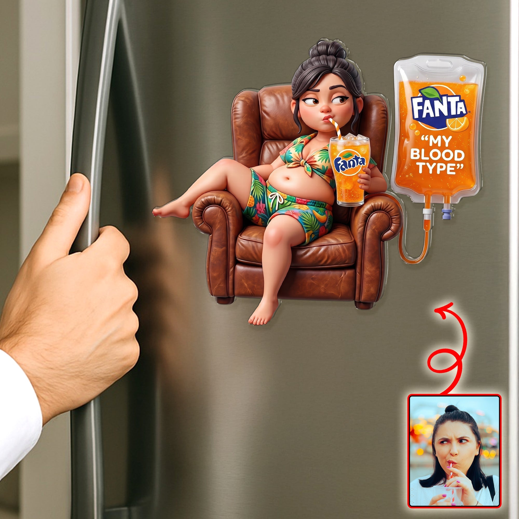 Sip & Relax - Personalized Chill Time Anti-Collision Acrylic Fridge Magnet | Custom Photo Gift for Drink Lovers