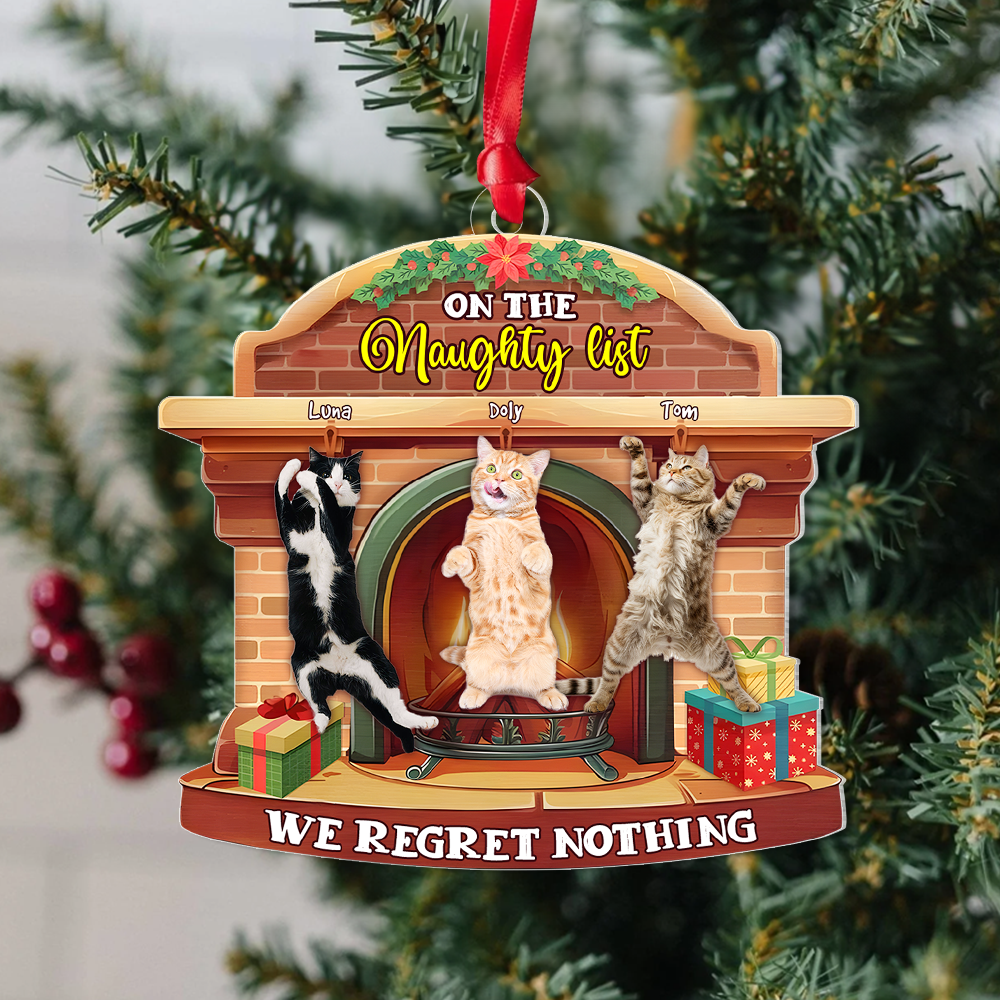 Personalized Naughty Cat Christmas Ornament Ornament PopCulturePrints