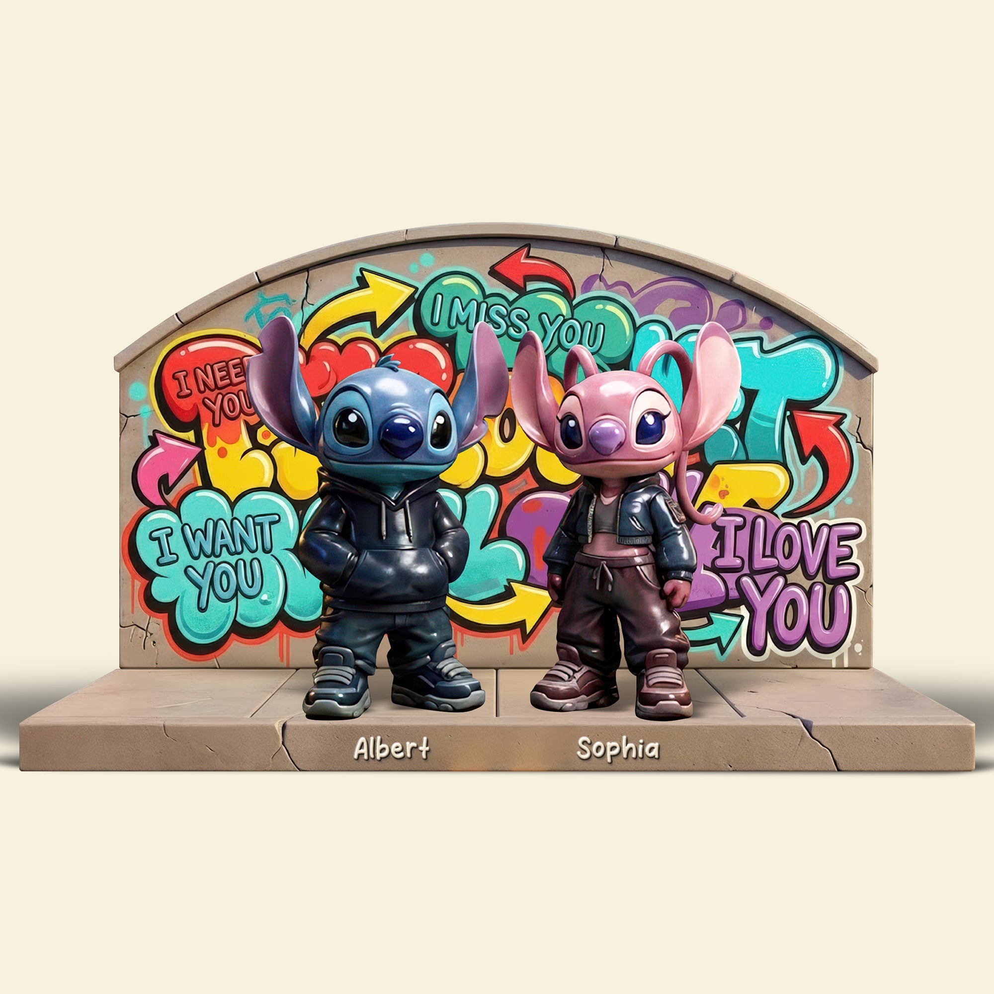 Bold Love: Cute Hiphop Couple Plaque - Personalized Gifts for Couples Shaped Plaques PopCulturePrints