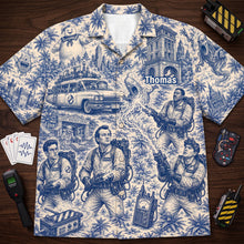Load image into Gallery viewer, "Unleash Your Inner Ghostbuster!" - Personalized Paranormal Hawaiian Shirt - Custom Gift for Fans of Pop Culture and Ghostly Adventures
