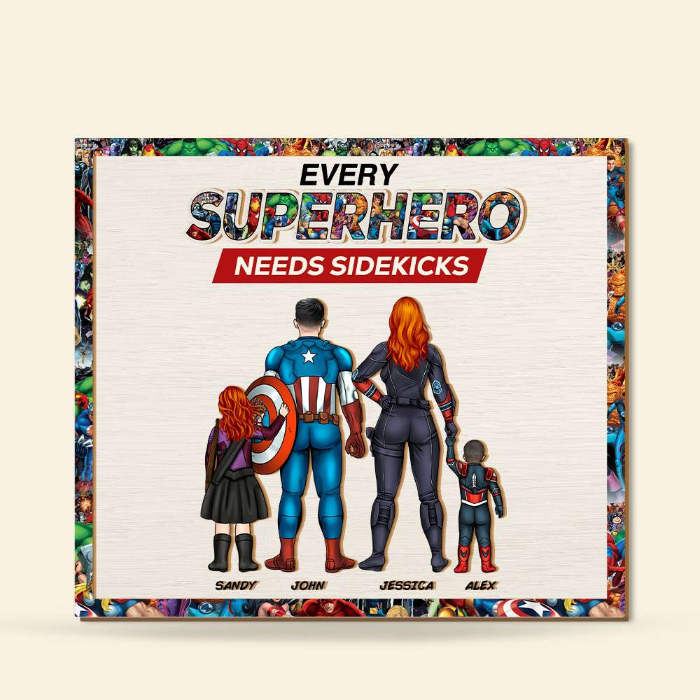 Personalized Family Superhero Wood Sign Wood Sign PopCulturePrints