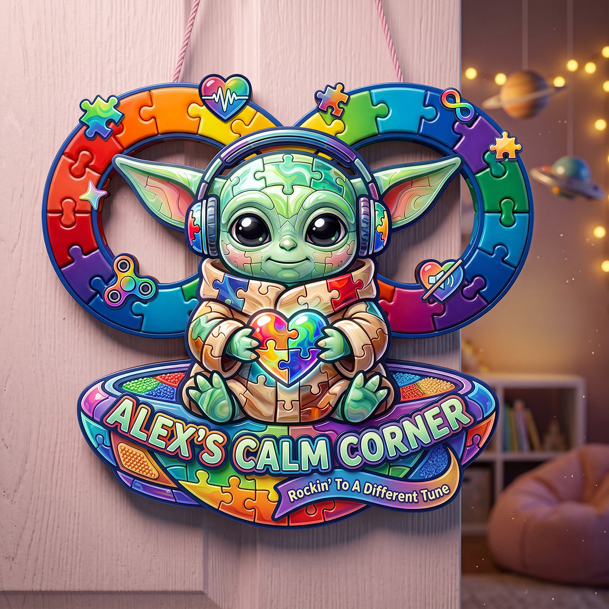 “Rockin’ to a Different Tune” - Personalized Calm Corner Acrylic Sign - Unique Gift for Autism Awareness and Supporters
