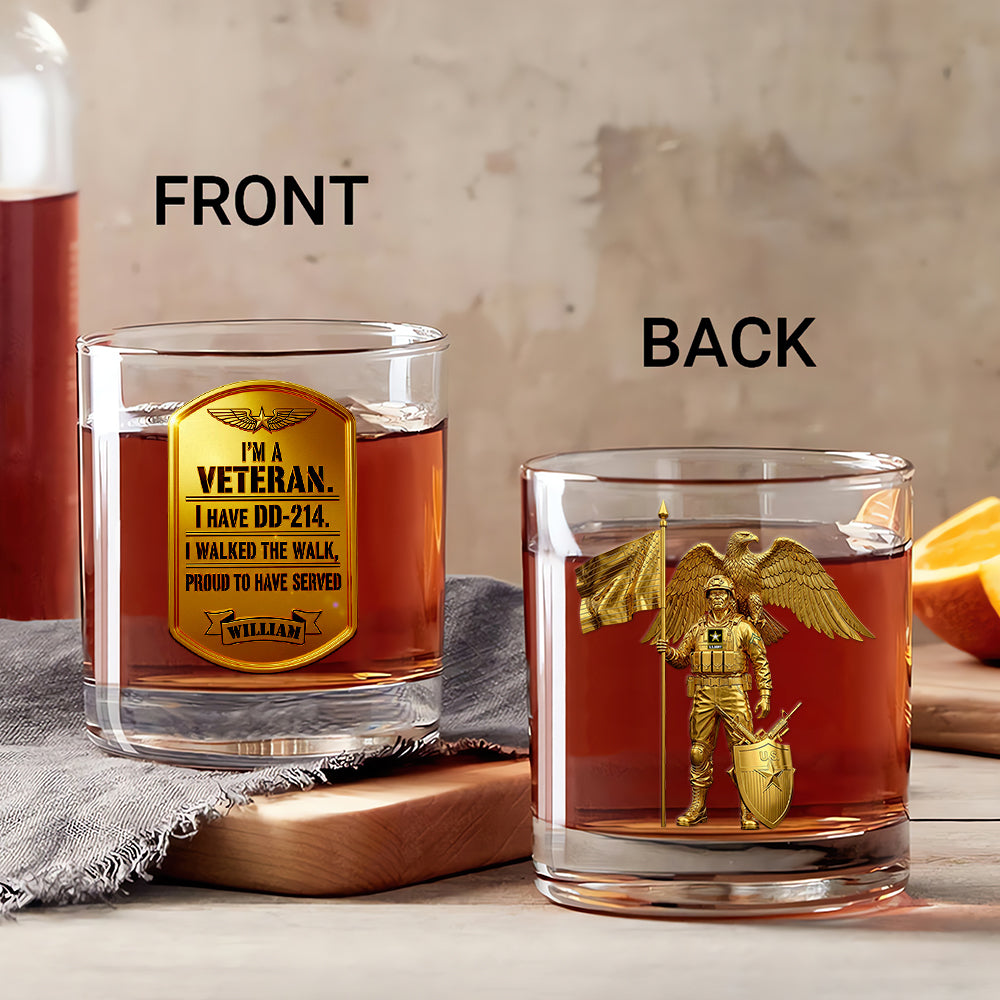 I'm A Veteran Whiskey Glass - Personalized Gifts for Proud Veterans Whiskey Glass PopCulturePrints