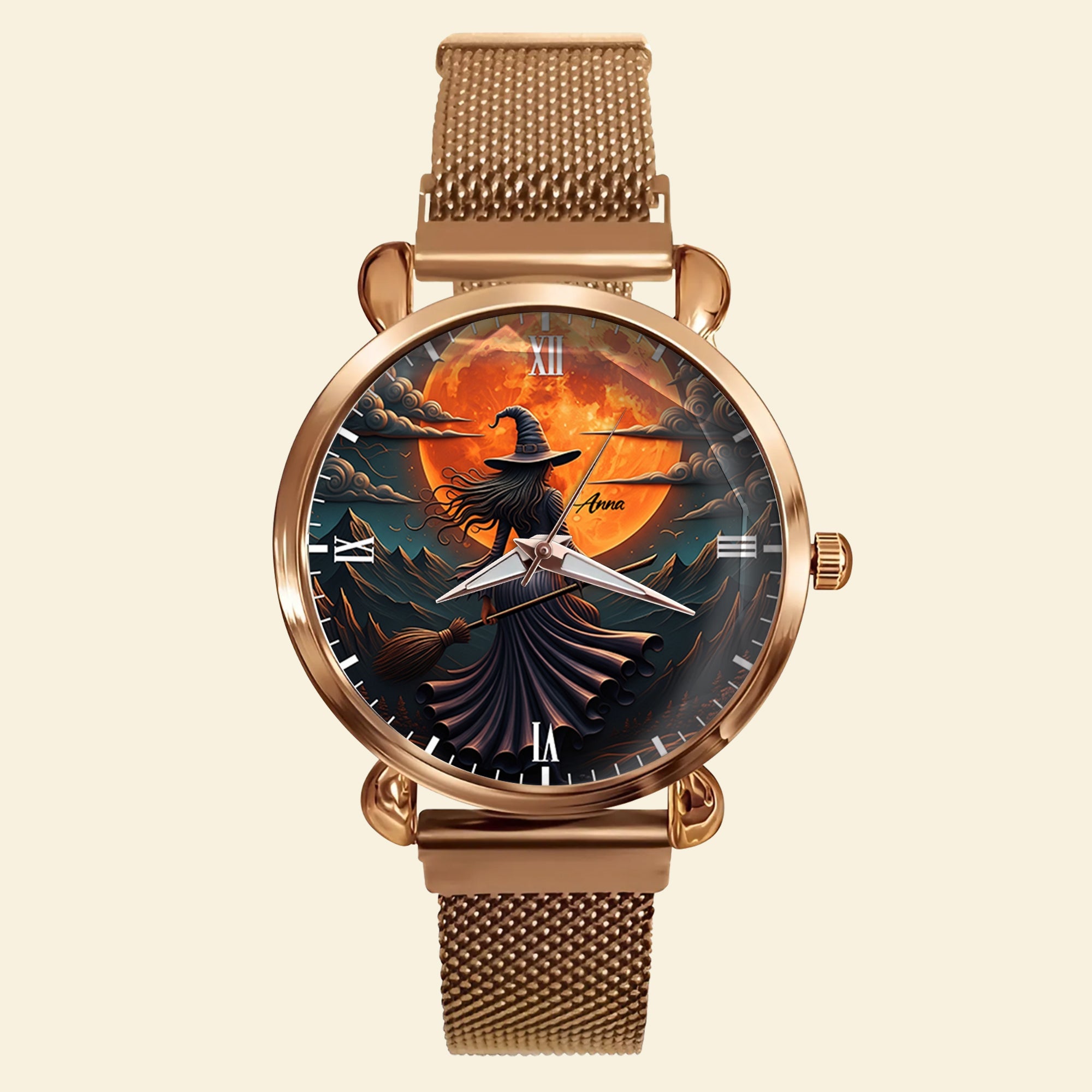 Embrace the Magic: Witch Mesh Strap Quartz Watch - Personalized Gift for Witch Fans Quartz Watch PopCulturePrints