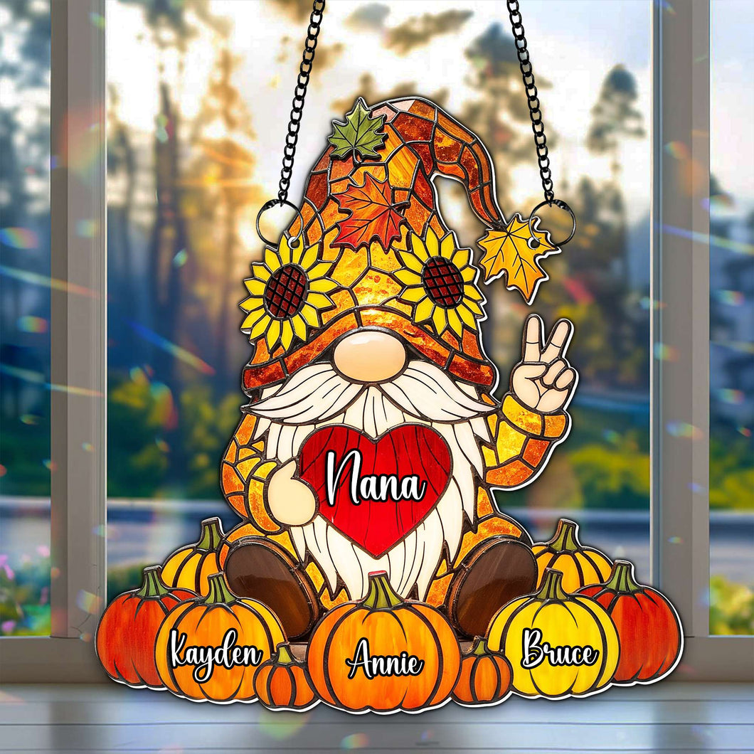 “Spread Joy with Our Cute Pumpkin Gnome Suncatcher” - Personalized Gifts for Grandma Ornament PopCulturePrints