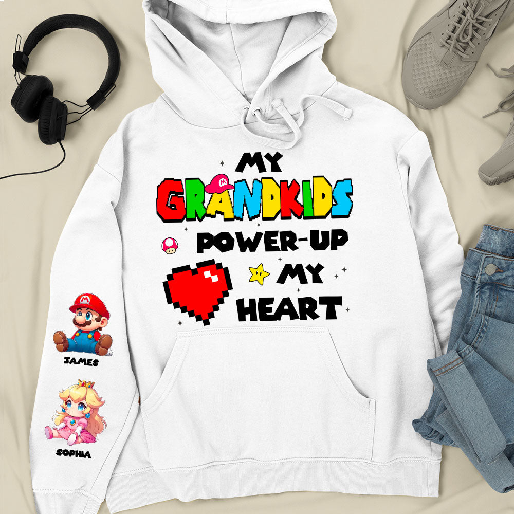 My Grandkids Power-Up My Heart - Personalized Unisex Sweatshirt for Moms & Grandmas AOP Products PopCulturePrints