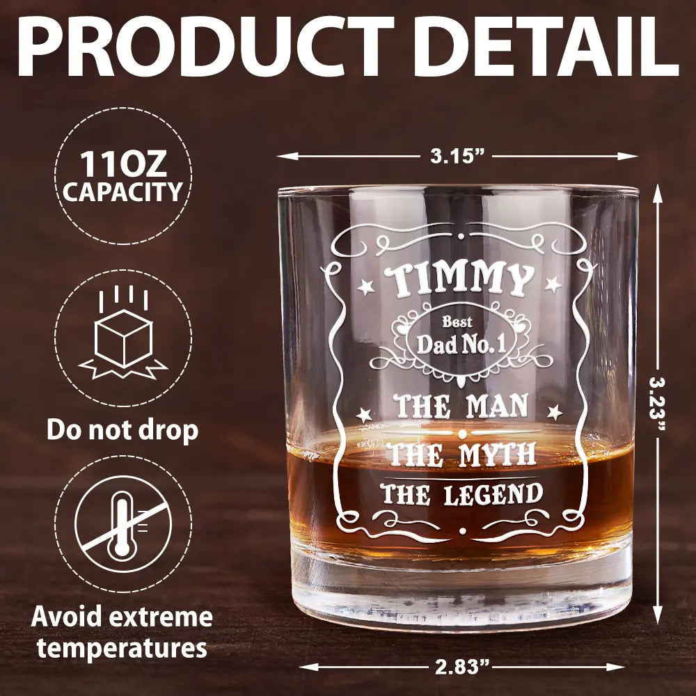 The Man, The Myth, The Legend - Personalized Whiskey Glass Gift for Dads and Legends Whiskey Glass PopCulturePrints