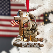 Load image into Gallery viewer, Stand for the Flag, Kneel for the Cross - Faithful Warrior Christmas Ornament - Personalized Gift for Veterans Ornament PopCulturePrints

