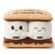 Load image into Gallery viewer, "Life is S'MORE fun with a friend like YOU!" - Personalized Marshmallow Besties Pillow - A Perfect Gift for Friends, Besties, and Any Special Occasion Pillow PopCulturePrints
