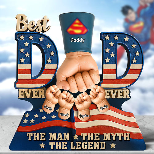 Best Dad EVER! Super Dad's Fist Bump Acrylic Plaque - Personalized Gift for Dad & Grandpa Shaped Plaques PopCulturePrints